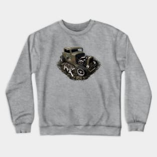 Rusty Hot Rod and Wolf Crewneck Sweatshirt